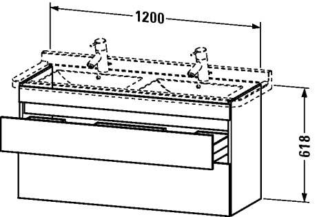 DS649007575 Тумбочка подвесная DuraStyle #DS6490 1200 x 470 мм Лен, декор Duravit - Вид №1