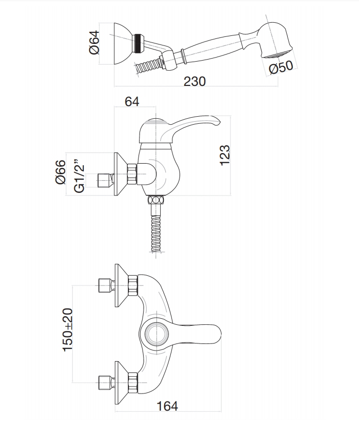 47CO5127 Смеситель для душа , хром-золото Fiore JAFAR  - Вид №2
