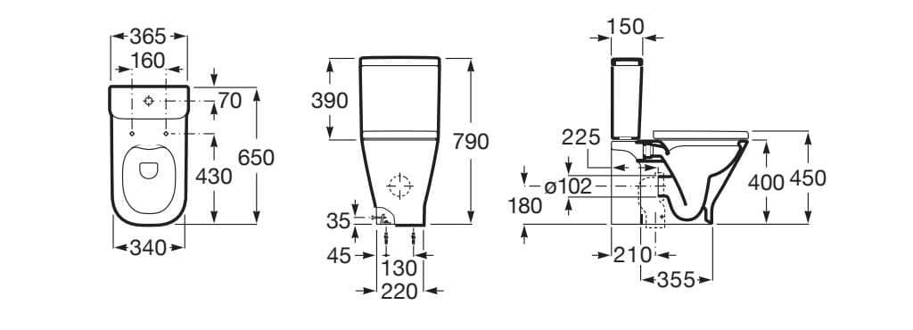 Фарфоровый туалет без бриды Roca The Gap ARCH-00148570 - Вид №4