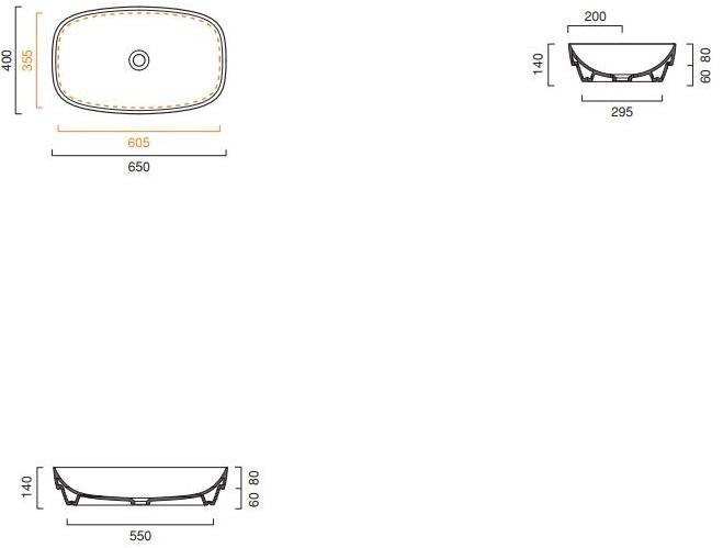 Накладная раковина консольная овальная CERAMICA CATALANO Colori sun-id-1372668 - Вид №8
