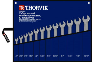 16144909 Набор ключей гаечных комбинированных дюймовых CWIS0012 1/4"-15/16" 12 предметов в сумке 52916 THORVIK