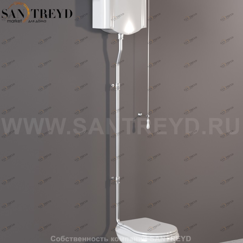 757390 Труба к высокому бачку (ранец) из 3 частей, латунь. Retro Kerasan