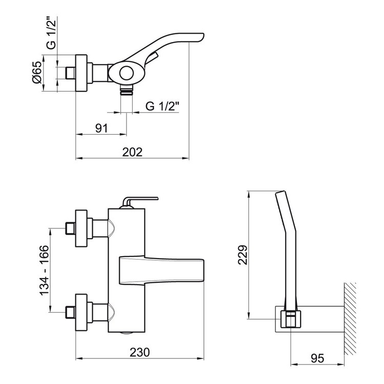 WO850101015 Смеситель для ванны с душем Webert Wolo  - Вид №1