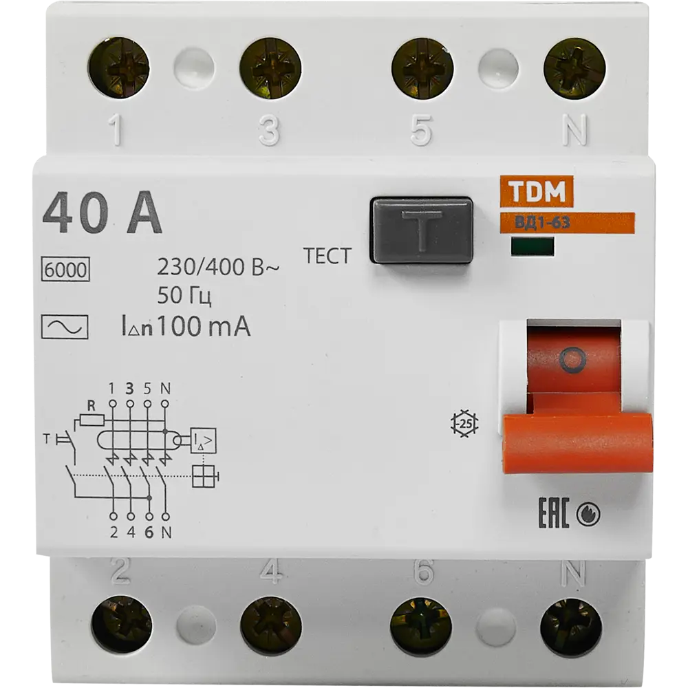 УЗО TDM Electric ВД1-63 4P 40А - защита от перепадов напряжения 84399449 STLM-0049233 - Вид №1