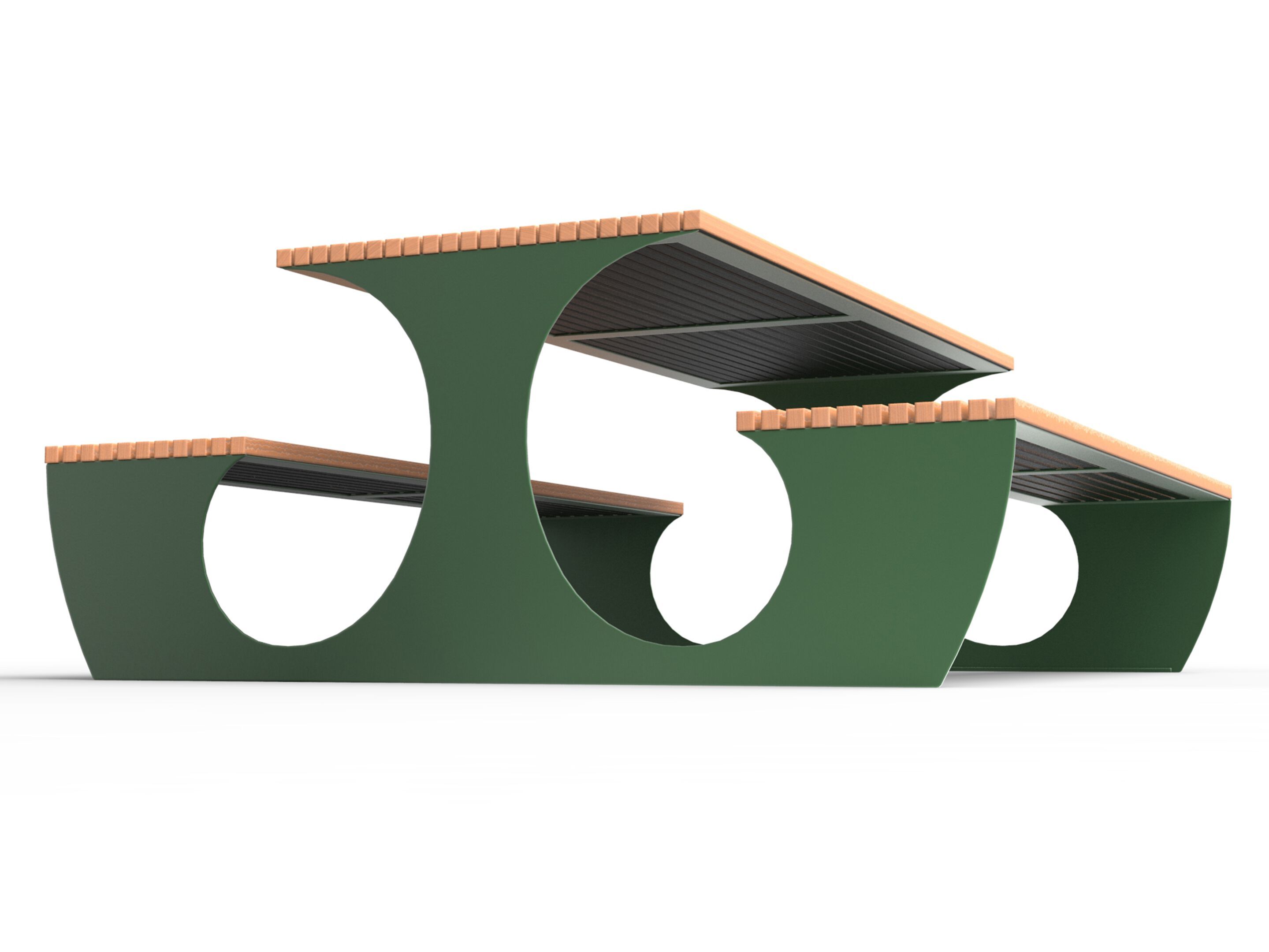 Стол для пикника из алюминия и дерева со встроенными скамейками CITYSì 1092L ARCH-00151594 - Вид №1