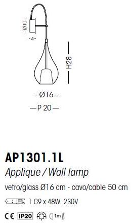 Cangini & Tucci Бра из металлизированного боросиликатного стекла Zoe Ap1301.1l - Вид №3