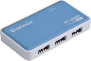 16125423 Универсальный USB разветвитель Quadro Power USB2.0, 4 порта, блок питания 2A 83503 Defender