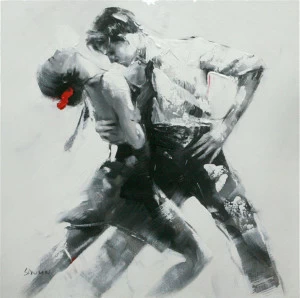 Картина на холсте 100х100 см "Танец" EVENHOME КАРТИНЫ МАСЛОМ 129761 Серый;черный