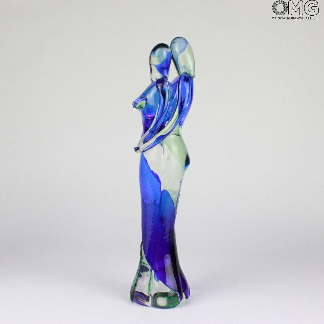 1054 ORIGINALMURANOGLASS Скульптура Объятие влюбленных - Amore Blu Verde - муранское стекло OMG 10 см  - Вид №1
