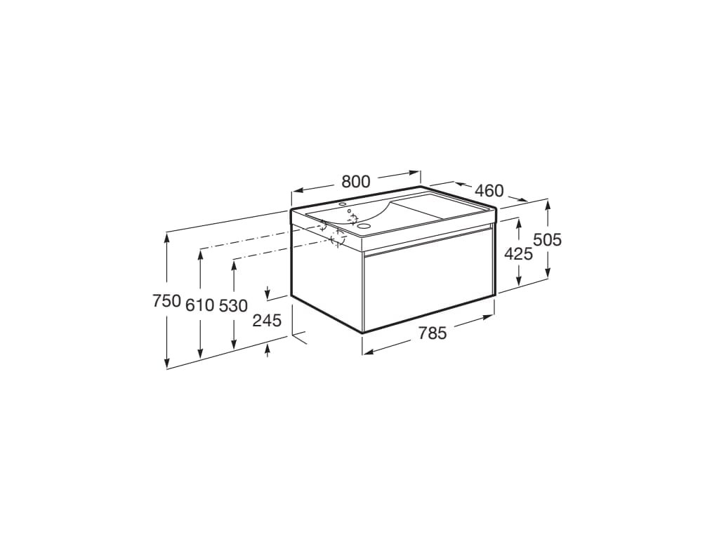 Подвесной шкаф с одной раковиной со встроенной раковиной Roca Ona ARCH-00057700 - Вид №27