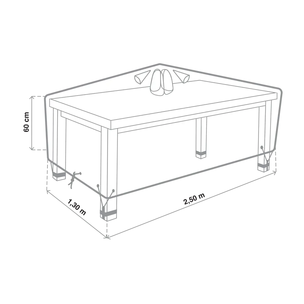 Защитный чехол для стола Naterial 250x60x130 см полиэстер светло-серый STLM-2157575 - Вид №3