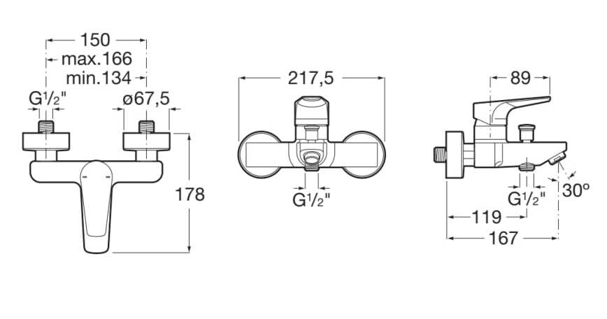Внешний смеситель для ванны с переключателем Roca Atlas ARCH-00009255 - Вид №1
