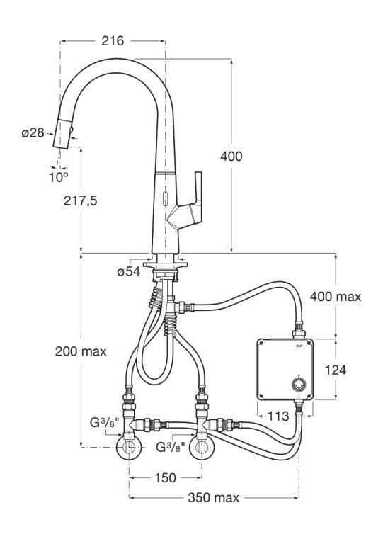 Электронный смеситель для кухни из хромированной латуни с поворотным изливом Roca SYRA-E 5A8A2AC00 ARCH-00063008