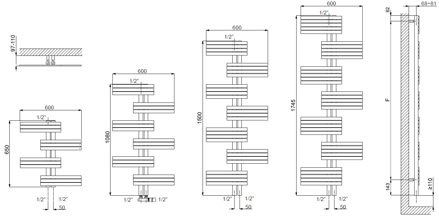 CORDIVARI Настенный сатиновый радиатор Inox sun-id-1494574 - Вид №5