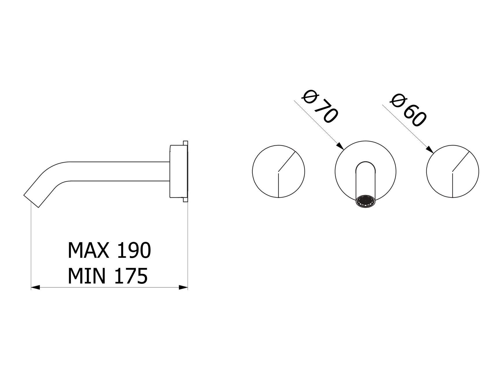 Настенный смеситель для раковины с 3 отверстиями из нержавеющей стали IB торт ARCH-00054252 - Вид №2