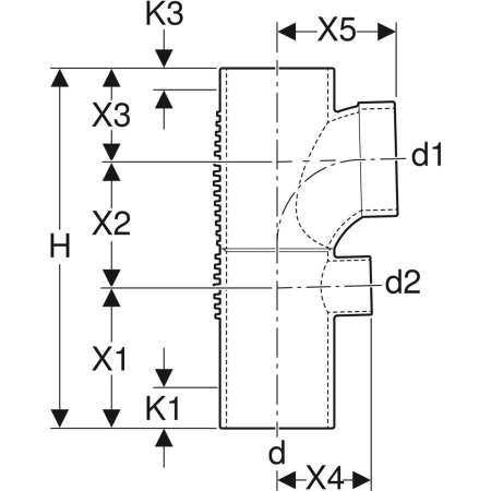 GEBERIT 310.813.14.1 Крестовина односторонняя Geberit Silent-db20 88,5°  - Вид №2