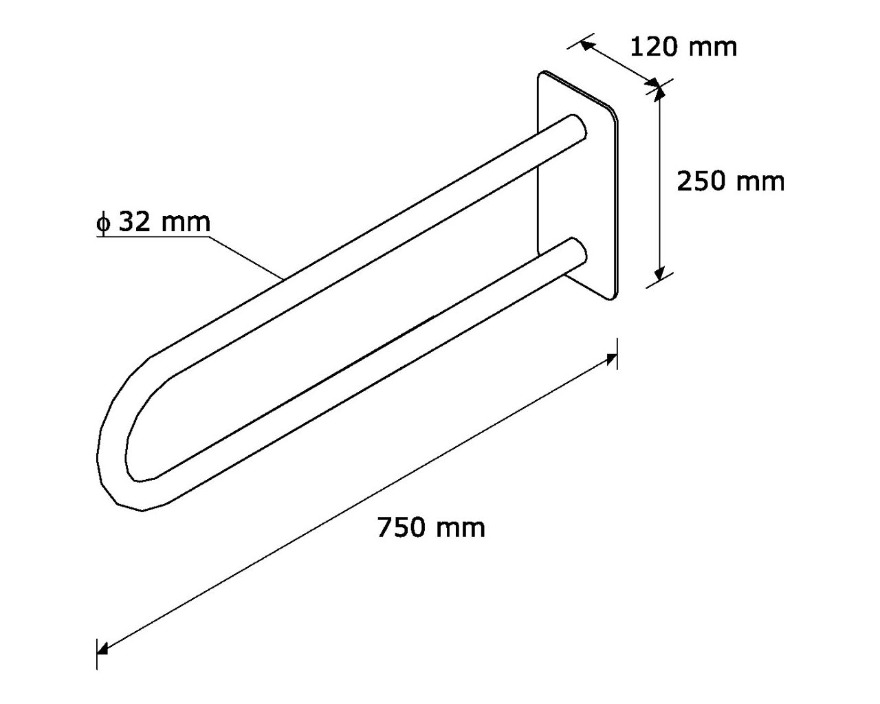 TPC07 ФИКСИРОВАННЫЙ ИЗОГНУТЫЙ ПОРУЧНИК 750 ММ Merida  - Вид №1