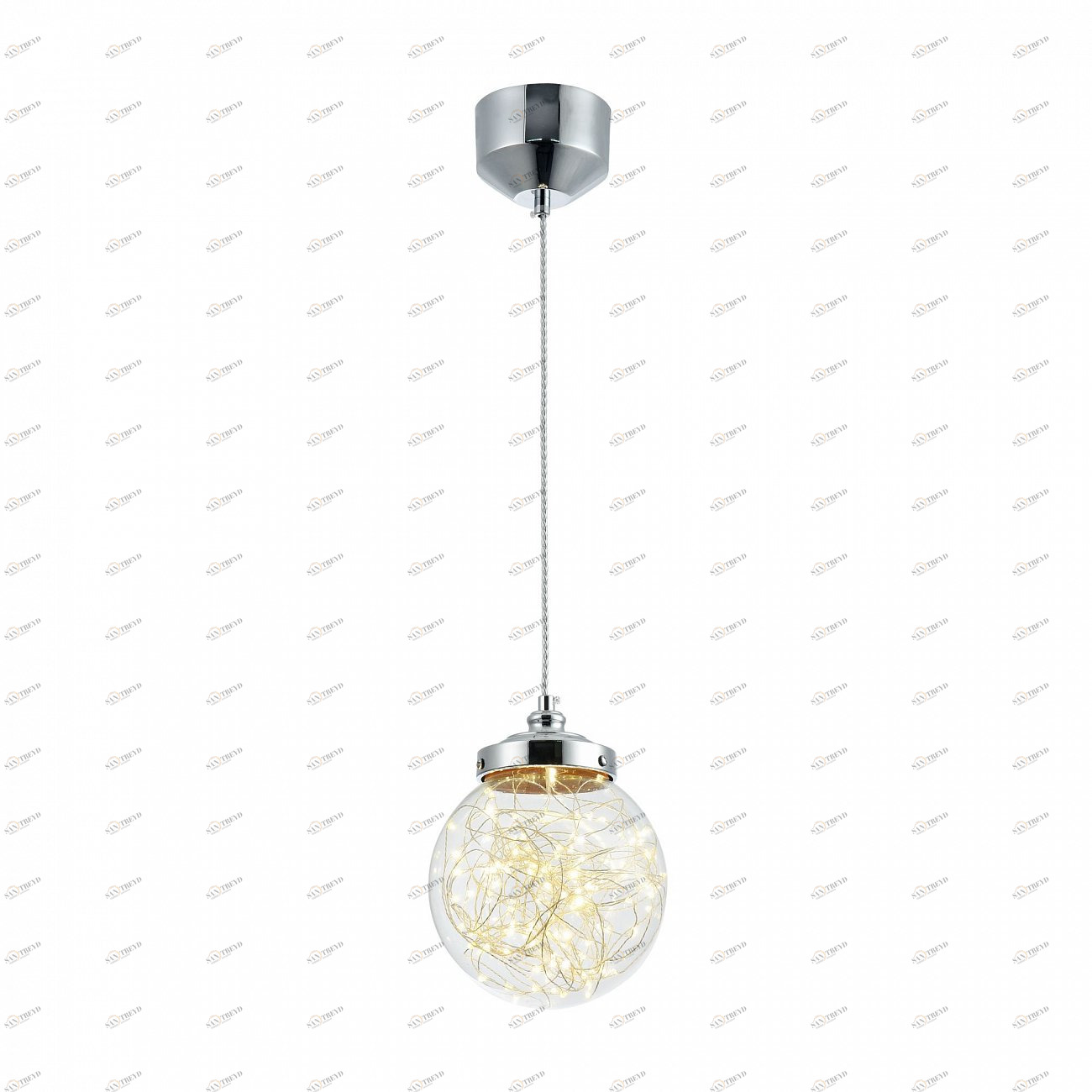 Светильник подвесной светодиодный со стеклянным плафоном 20 см хром Isabel FR6157-PL-9W-TR FREYA LED 00-3957119 Хром 
