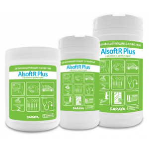 67022 SARAYA СНГ, Россия Дезинфицирующие салфетки Saraya Alsoft R Plus 67022 в упаковке по 180 шт