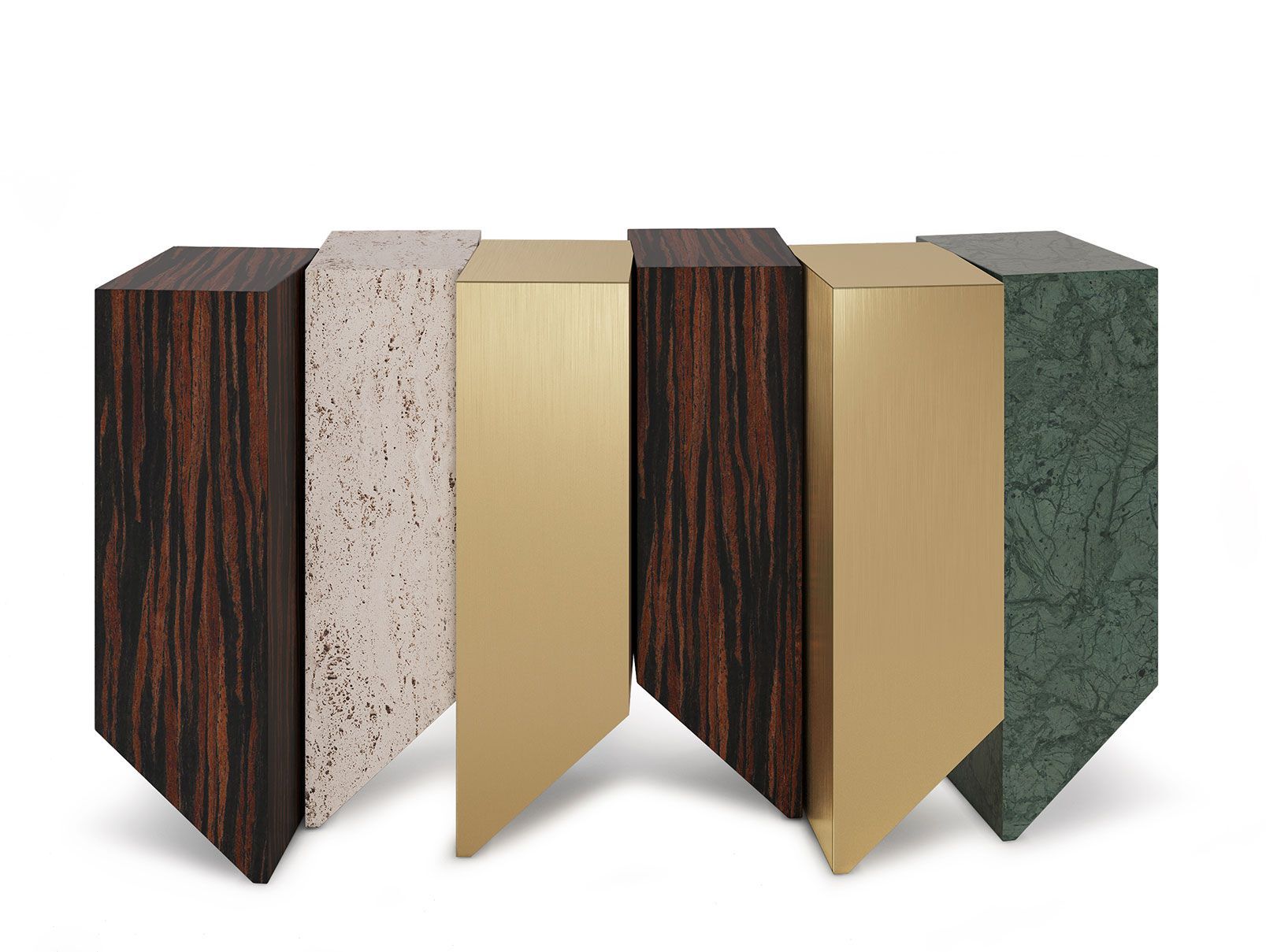 Консоль из латуни, травертина и шпона Ginger & Jagger Earth to Earth ARCH-00024916