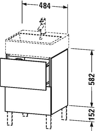 LC677408989 Тумбочка напольная L-Cube #LC6774 484 x 459 мм Фланелево-серый глянцевый лак Duravit - Вид №1