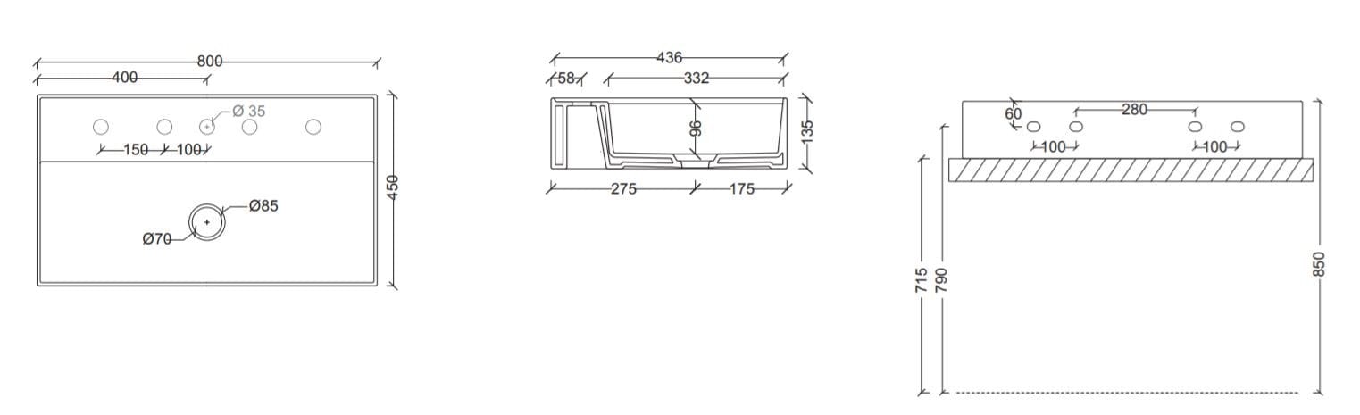 Керамическая прямоугольная подвесная раковина Alice Ceramica HIDE ARCH-00151886 - Вид №19