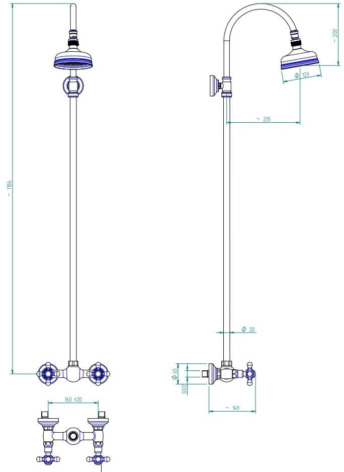 Настенная душевая колонна с ручным душем Zazzeri 800 ARCH-00086120 - Вид №1