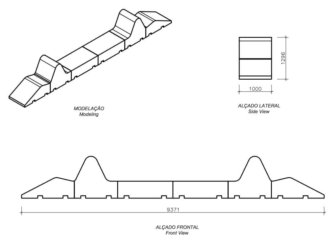 Модульная бетонная скамья без спинки amop Socialplay ARCH-00070762 - Вид №3