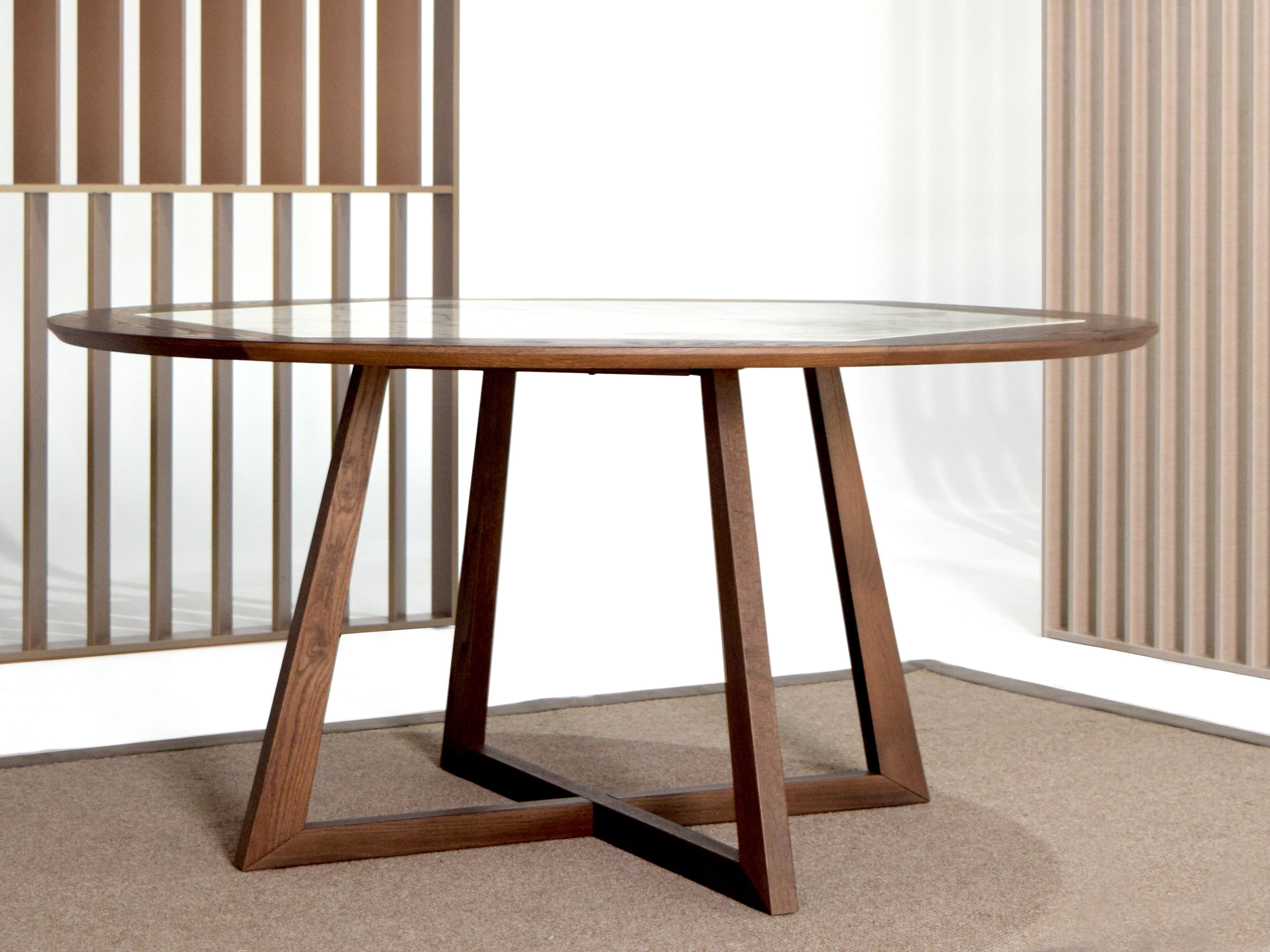 Круглый деревянный обеденный стол с мраморной столешницей ABLE CHARISSA R ARCH-00066026 - Вид №5