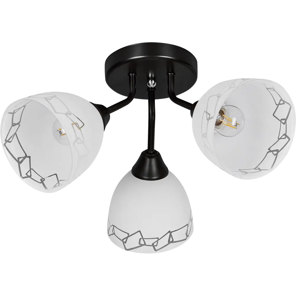 Люстра потолочная Вьюнок 3 лампы 10 м² цвет черный/белый РОССВЕТ STLM-2070813 - Вид №2
