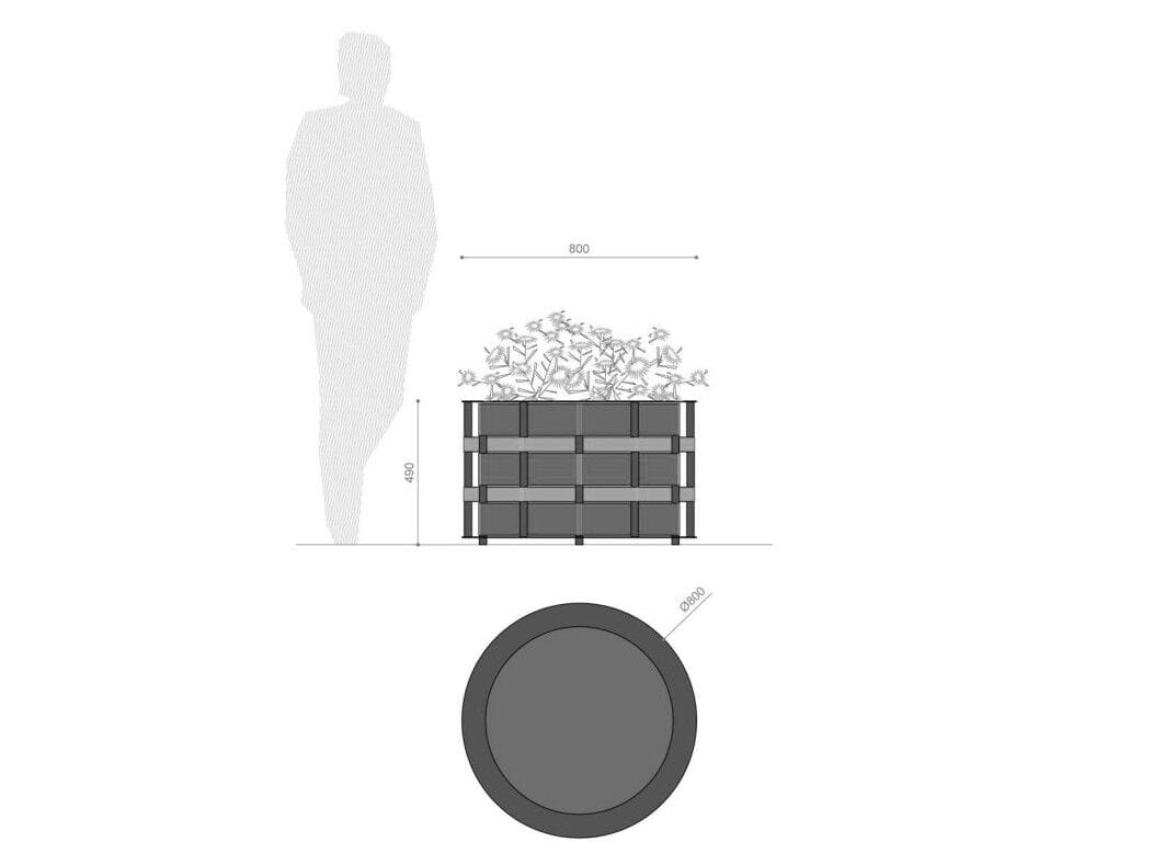 Круглый плантатор из оцинкованной стали Viscio Urban Design плетеная ARCH-00034578 - Вид №7