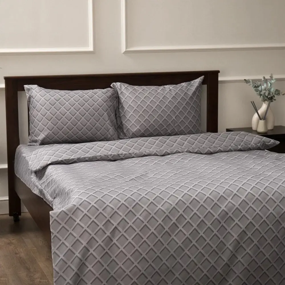 Комплект постельного белья Eclair Рейк полутораспальный полисатин серый опал STLM-2026269