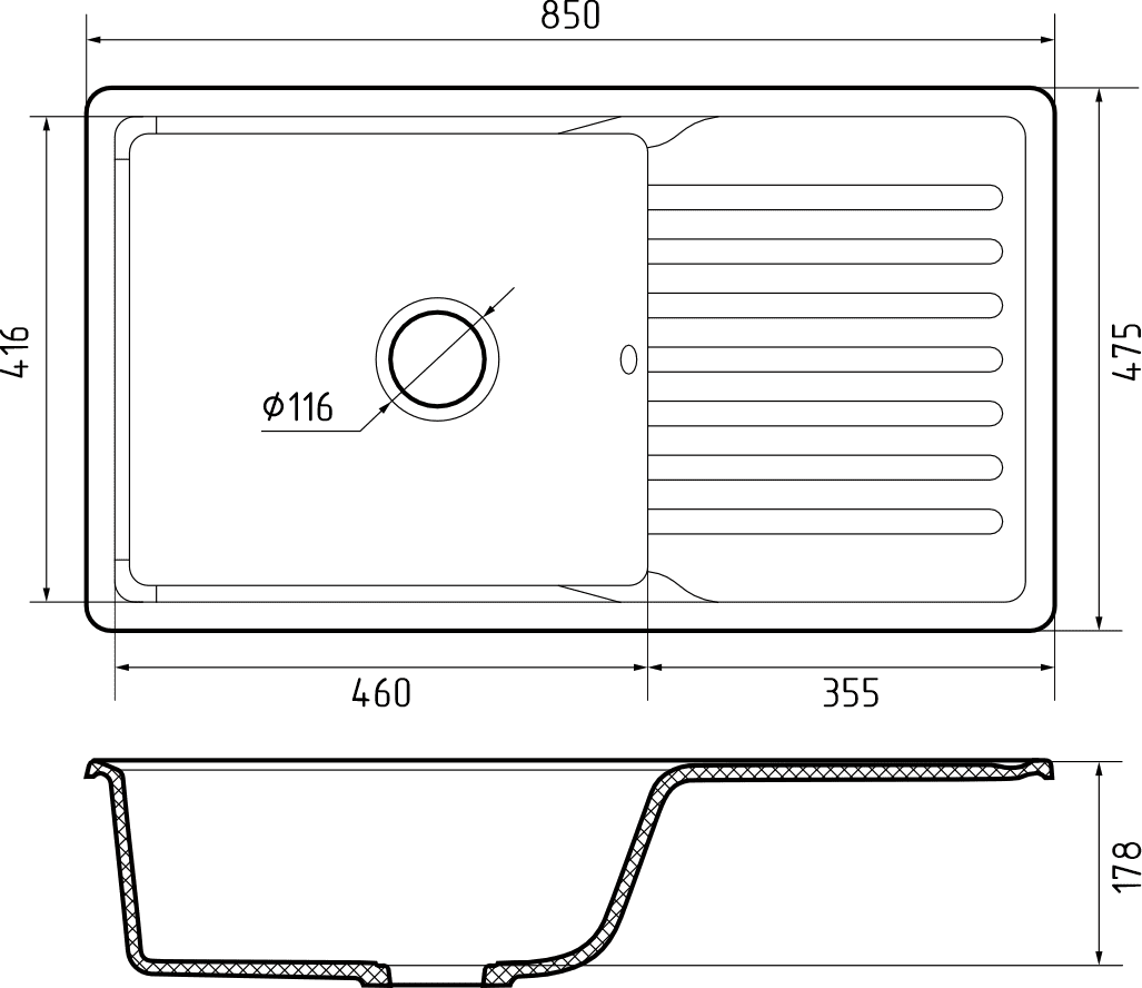 Кухонная мойка 73 GRANFEST QUARZ - Вид №1