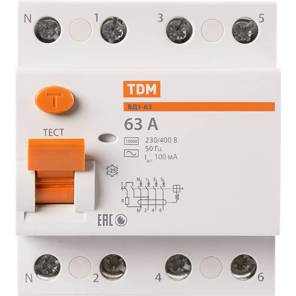 УЗО TDM Electric ВД1-63 4P 63А с защитой от токов утечки 84399450 STLM-0049234 - Вид №1