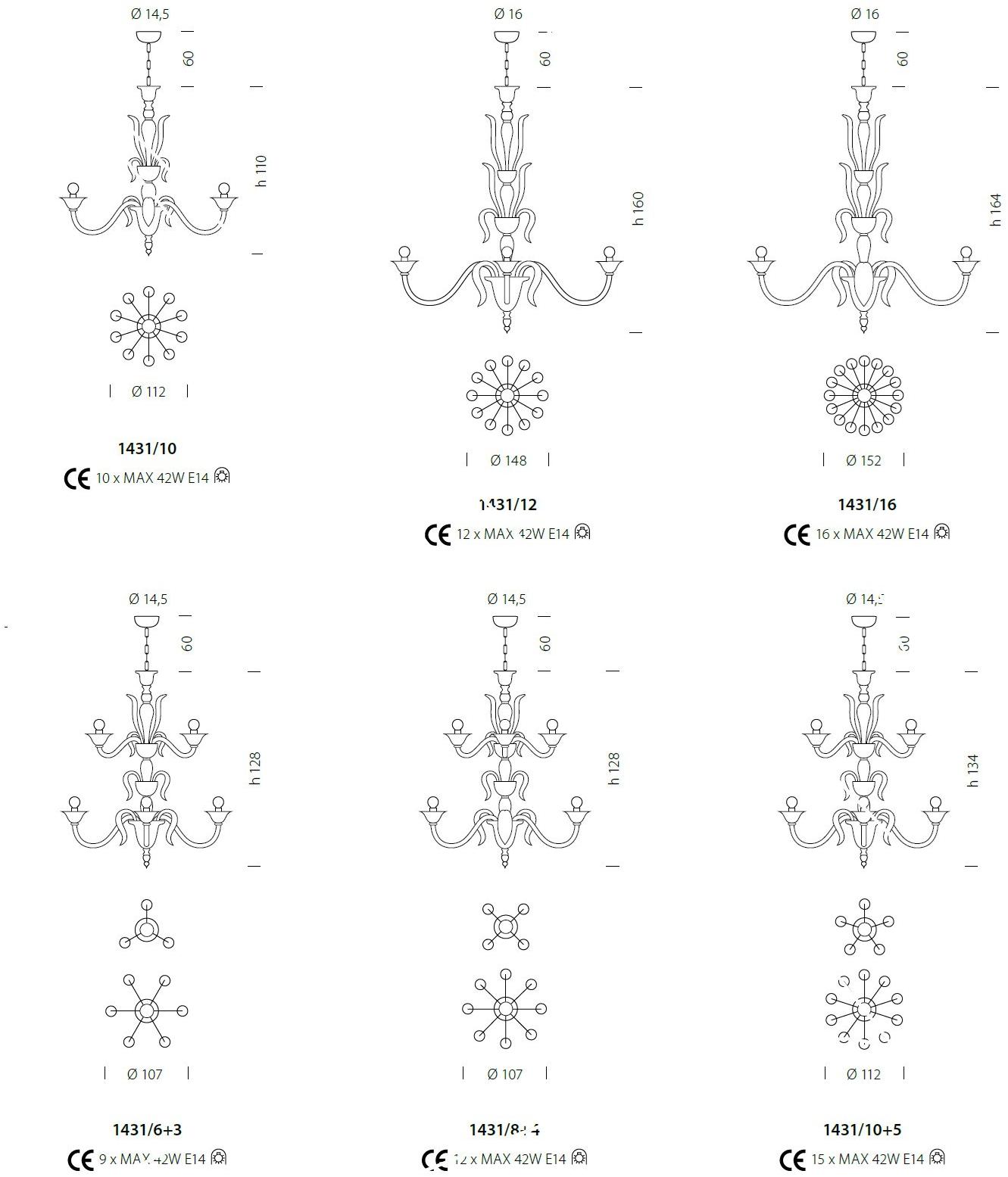 Sylcom Люстра из стекла Pisani 1430/1431 - Вид №7