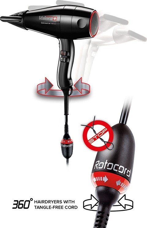 Valera Swiss Silent Jet 7500 Ionic Rotocord Мод. SXJ 7500 RC - 2000 Вт - бесшумный, высокопроизводительный и сверхлегкий профессиональный фен. 55860100  - Вид №1