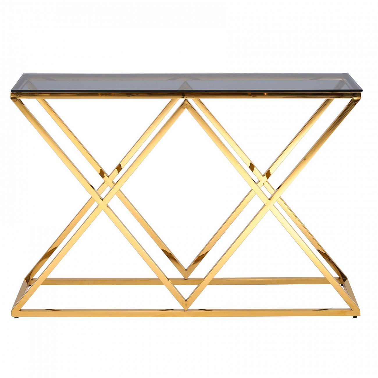 Консоль стеклянная 115х30 см дымчатая с золотом "Инсигния" STOOL GROUP  00-3881884 Золото  - Вид №1