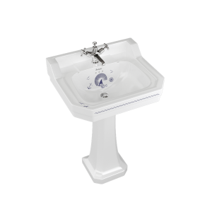Burlington Bespoke Раковина в эдвардианском стиле с морским пейзажем на заказ, 56 см, со стандартным пьедесталом с 1 отверстием под смеситель B4 1TH SEA P1