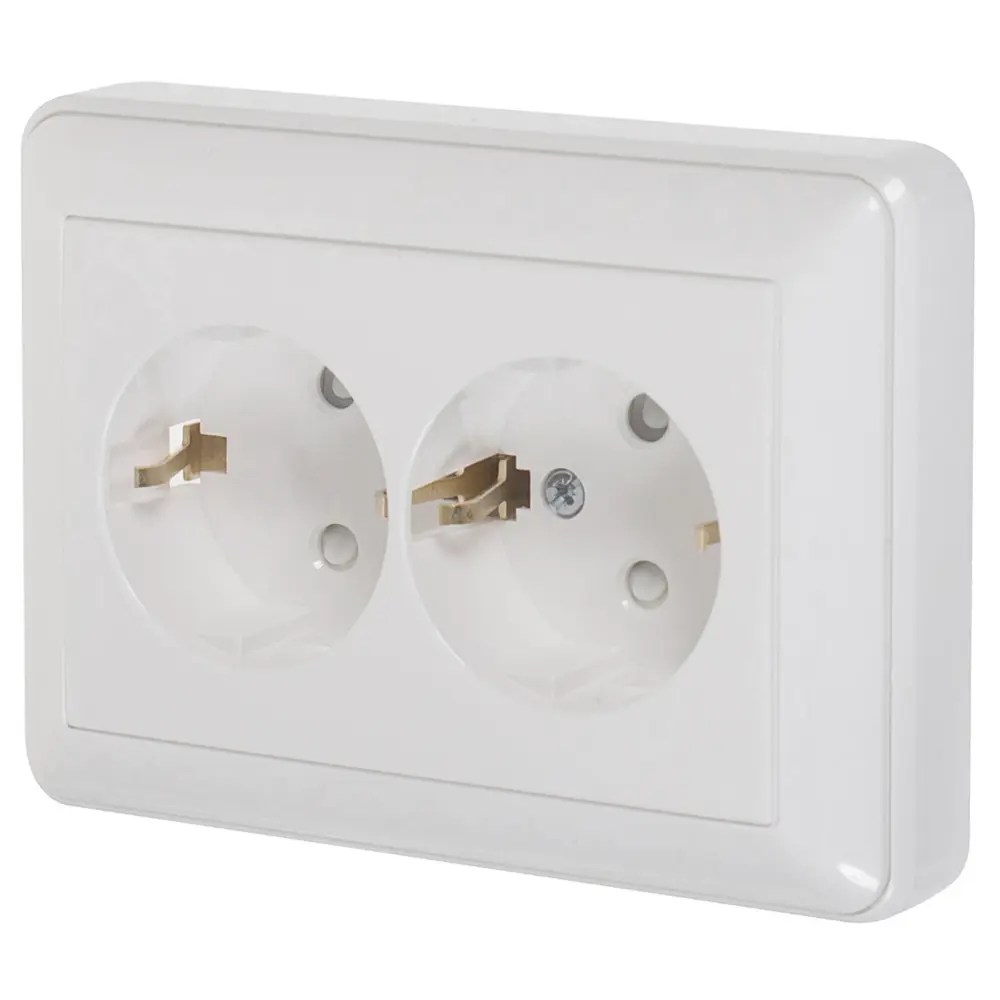 Двойная розетка SYSTEME ELECTRIC W59 с защитными шторками и заземлением 18799092 STLM-0012737 - Вид №1