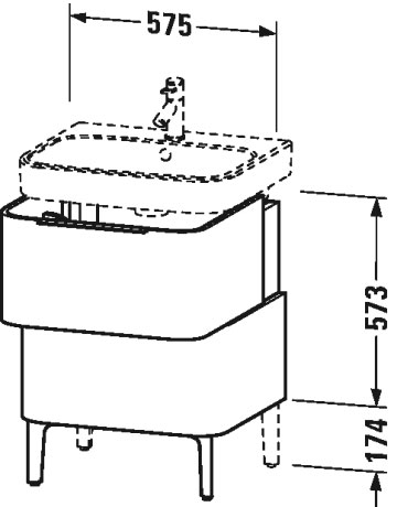 H2637102222 Тумбочка напольная Happy D.2 #H26371 575 x 480 мм Белый глянцевый декор Duravit - Вид №2