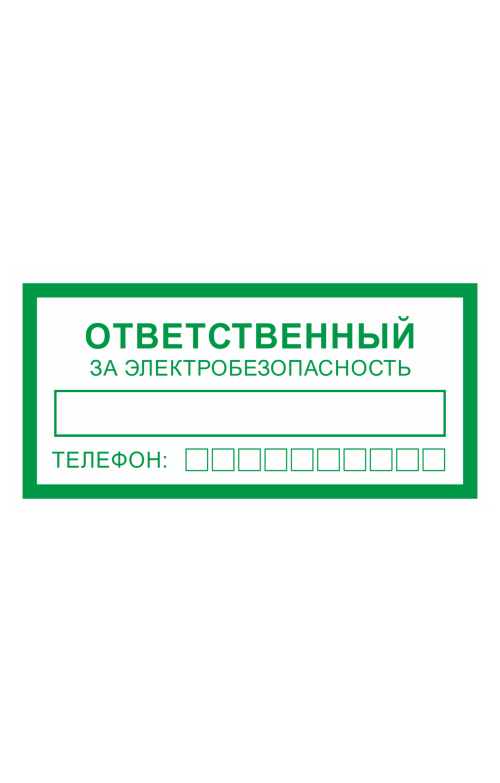 68696 Знак "Ответственный за электробезопасность,"  Вспомогательные знаки пожарной безопасности размер 200 х 100 мм Спецодежда 