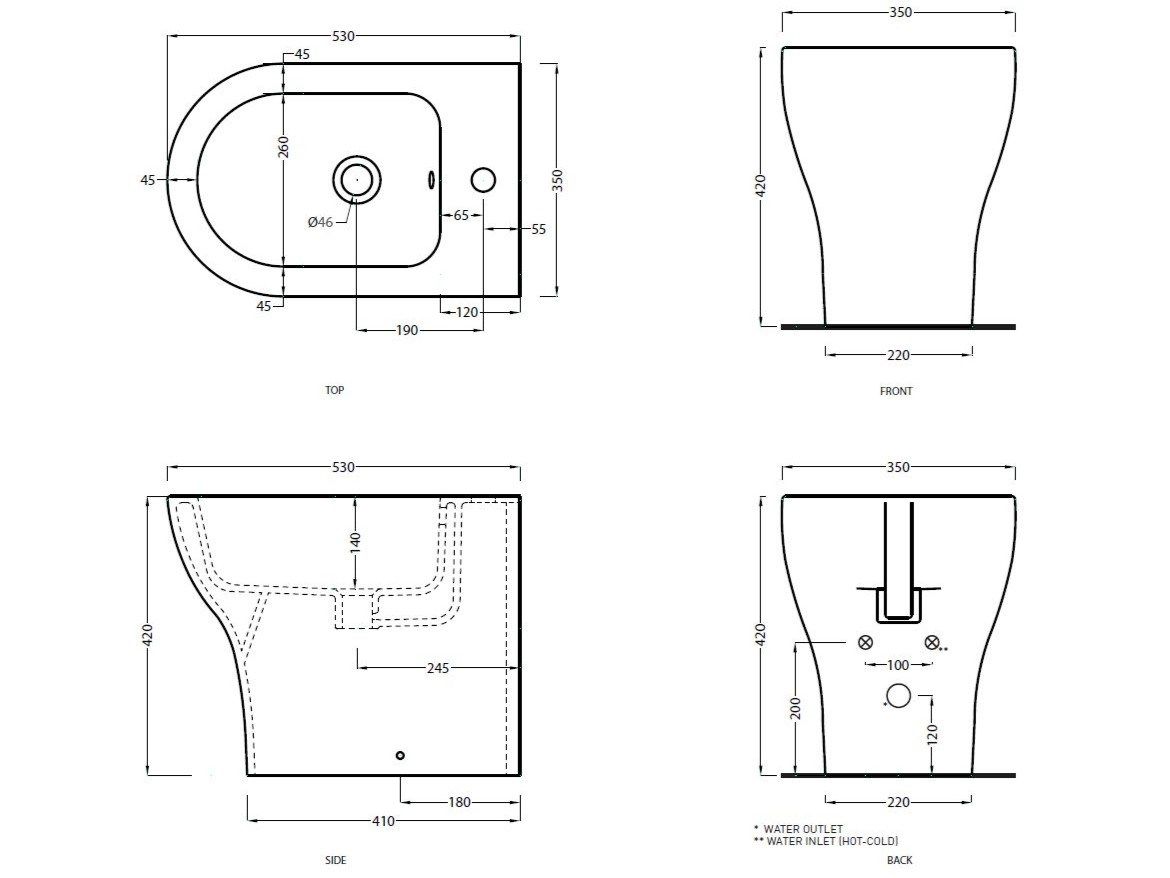 Керамическая настенная проволока для биде с переливом пола Ceramica Cielo ENJOY ARCH-00097590 - Вид №1