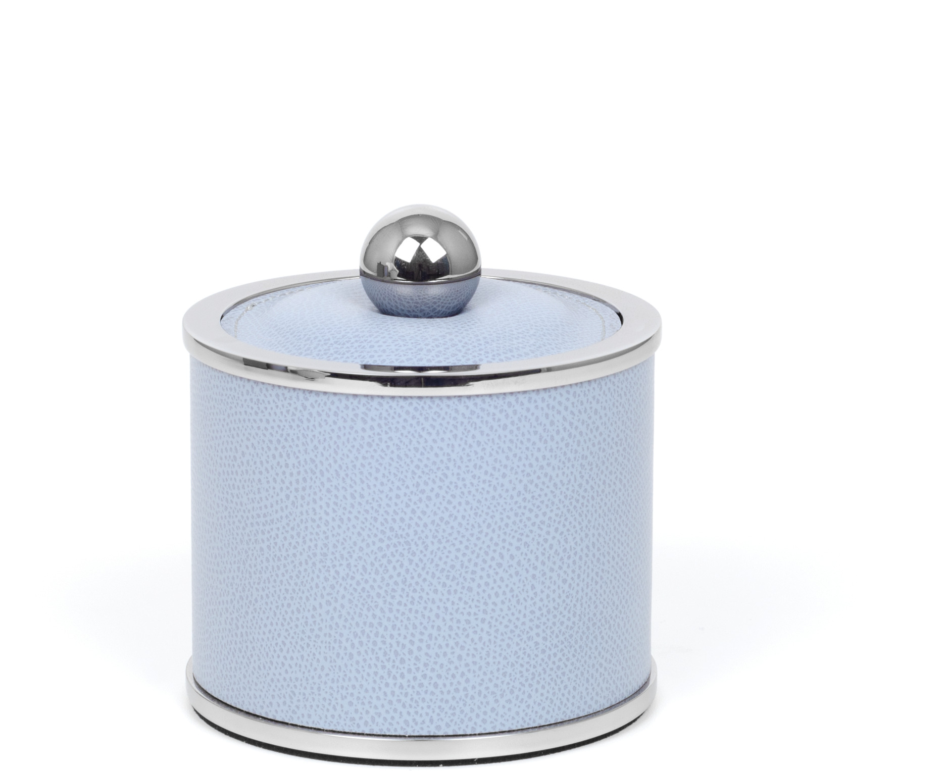 Держатель для ватных дисков Olimpia круглый - Ø 10,7XH15 см / металлическая отделка_хром / плетеная кожа_темно-серый