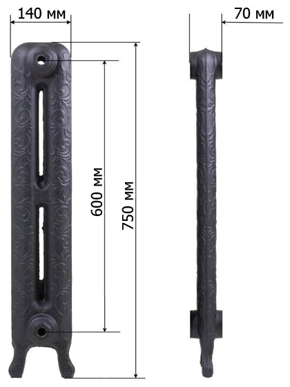 Чугунный радиатор RETROstyle Leeds 600 13 секций 7054 - Вид №2