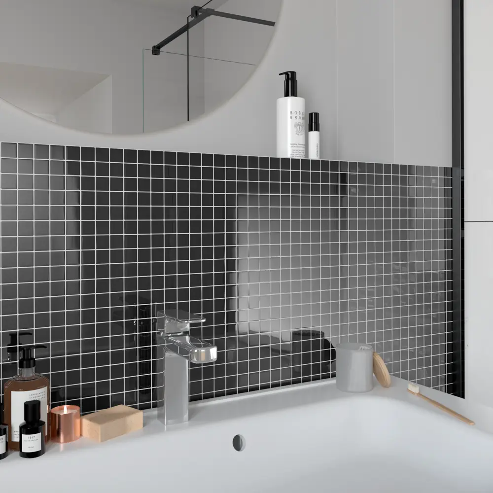 Стеклянная мозаика Kreaforta черная глянцевая 30×30 см 89400889 STLM-1575138 - Вид №8