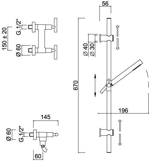 Rubinetteria Giulini Поручень с ручным душем G4 F7707ws - Вид №1