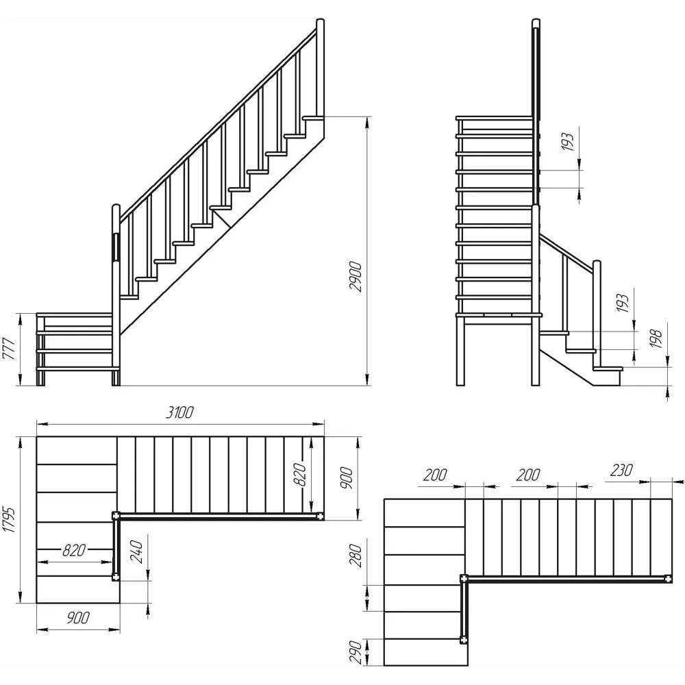 Лестница поворотная 90° ЛЕС-08 универсальная ЛЕСЕНКА STLM-2051005 - Вид №3