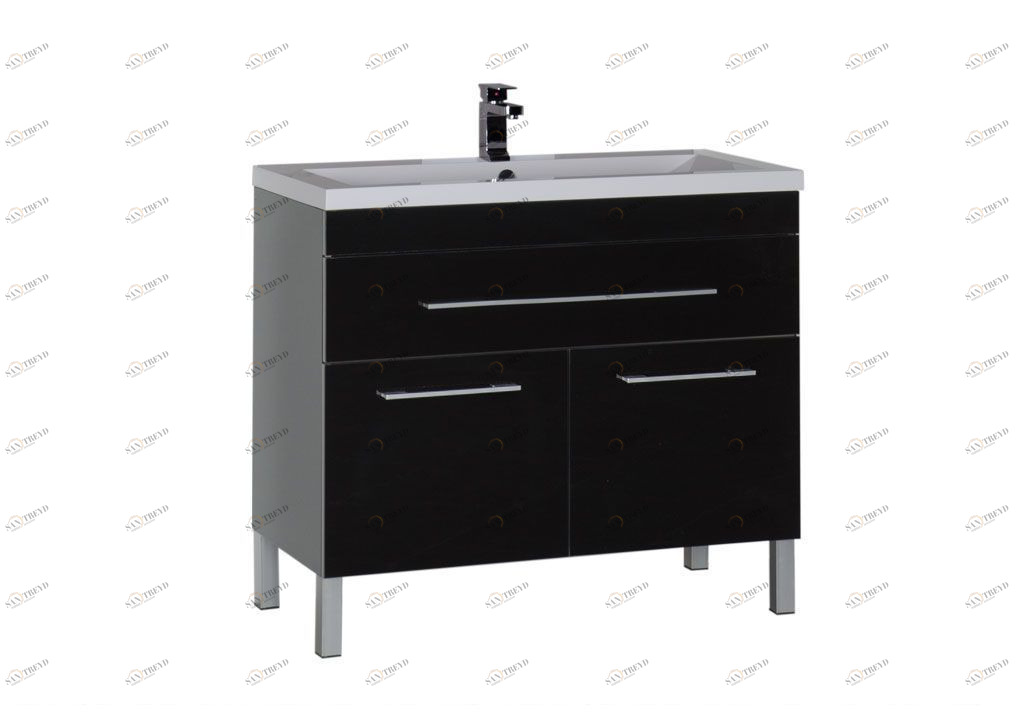 Тумба под раковину Aquanet Верона 100 черный (напольная 1 ящик 2 дверцы) sun-id-275332