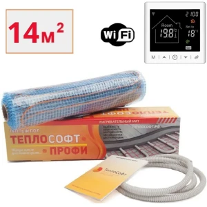 91725308 Нагревательный мат для теплого пола Теплософт Профи 14 м² 2100 Вт с Wi Fi терморегулятором STLM-1425775