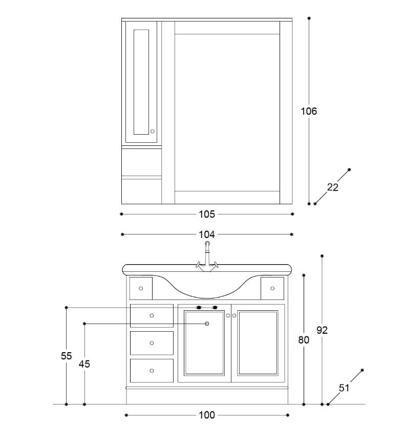 Напольный умывальник с ящиками Gaia Mobili Classic ARCH-00114055 - Вид №2